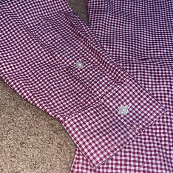 Ralph Lauren Check Gingham Slim Fit Oxford Shirt Button Down Red White Medium - Picture 5 of 10